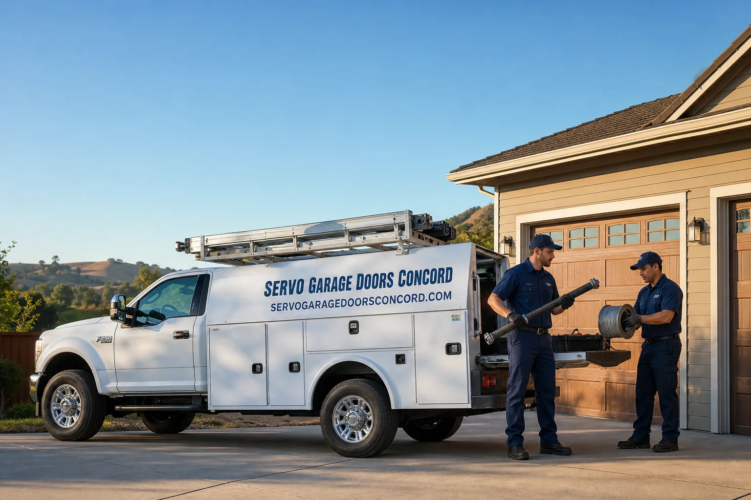 Servo Garage Doors Concord garage door service vehicle and crew in Concord, CA